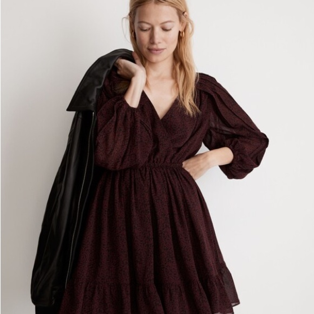 Madewell (re)sourced Georgette faux wrap mini dress Small